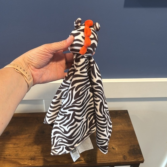 Carter's OS Zebra Lovey Security Blanket Rattle Brown White Satin Plush - Picture 3 of 8